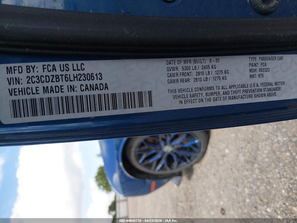 2C3CDZBT6LH230613 2020 DODGE CHALLENGER photo no. 9
