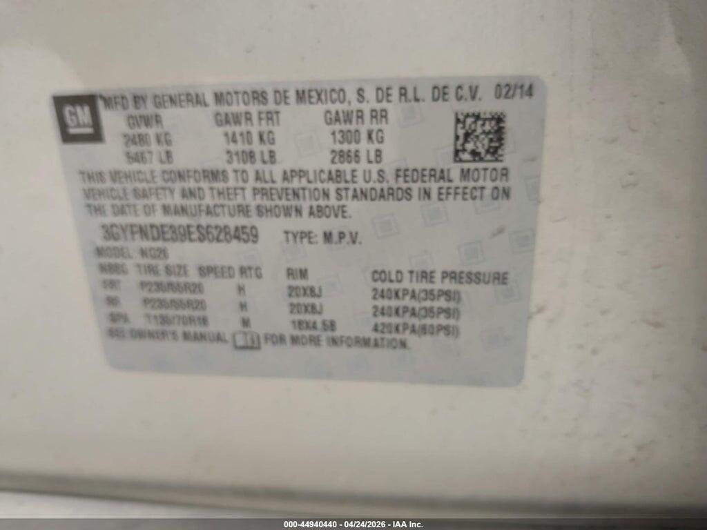 3GYFNDE39ES628459 2014 CADILLAC SRX photo no. 9