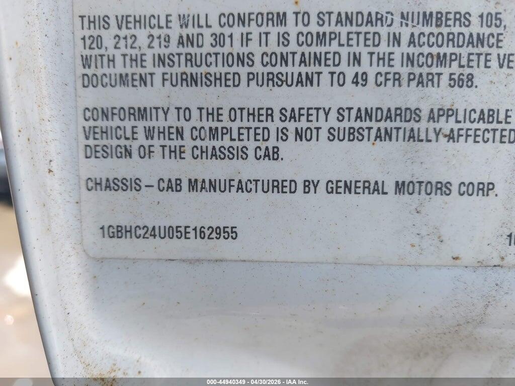 1GBHC24U05E162955 2005 CHEVROLET SILVERADO 2500HD photo no. 9