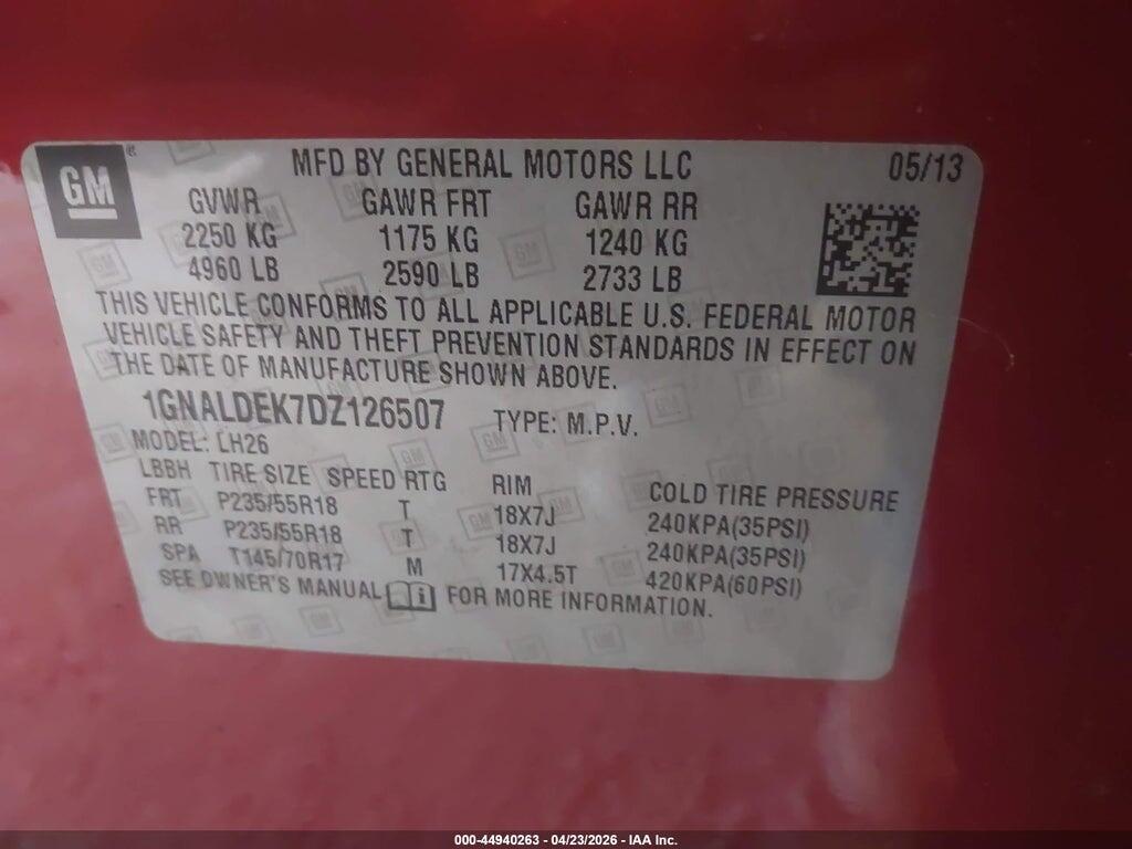 1GNALDEK7DZ126507 2013 CHEVROLET EQUINOX photo no. 9