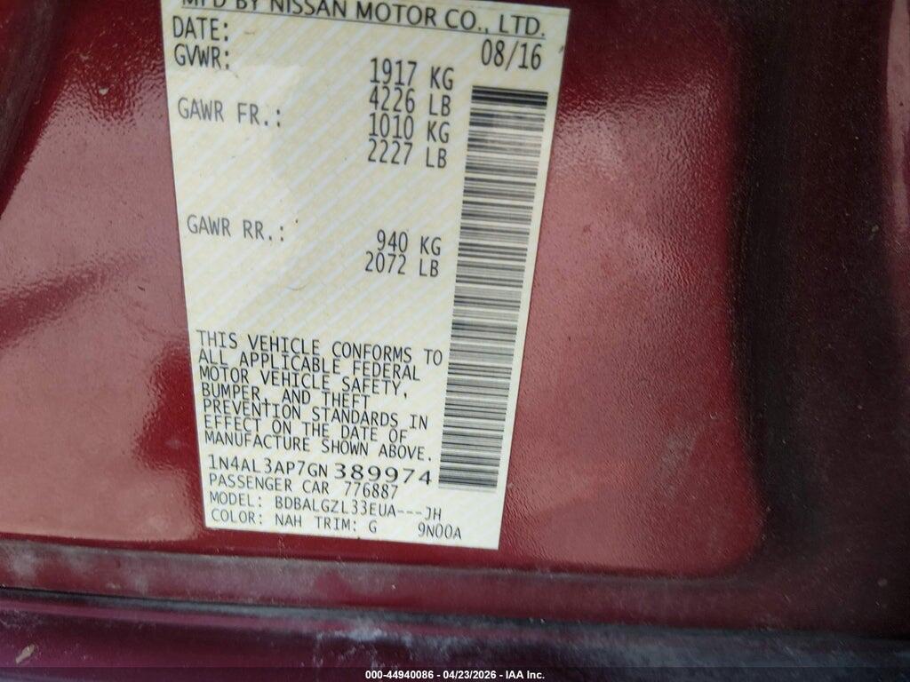 1N4AL3AP7GN389974 2016 NISSAN ALTIMA photo no. 9
