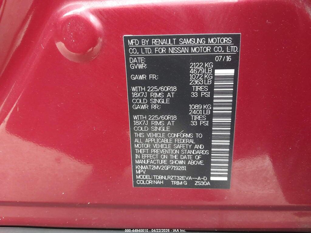 KNMAT2MV2GP719281 2016 NISSAN ROGUE photo no. 9