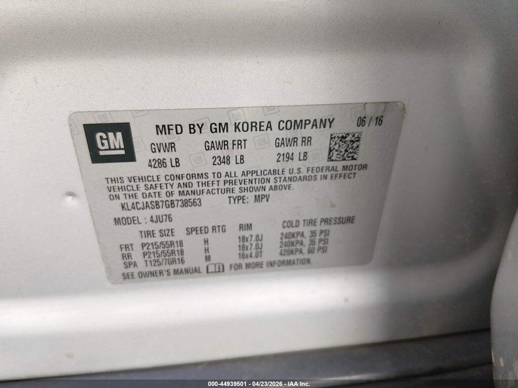 KL4CJASB7GB738563 2016 BUICK ENCORE photo no. 9