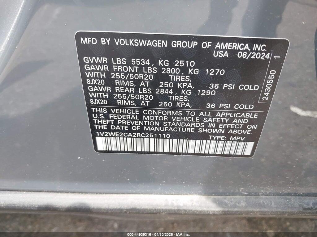 1V2WE2CA2RC251110 2024 VOLKSWAGEN ATLAS CROSS SPORT photo no. 9