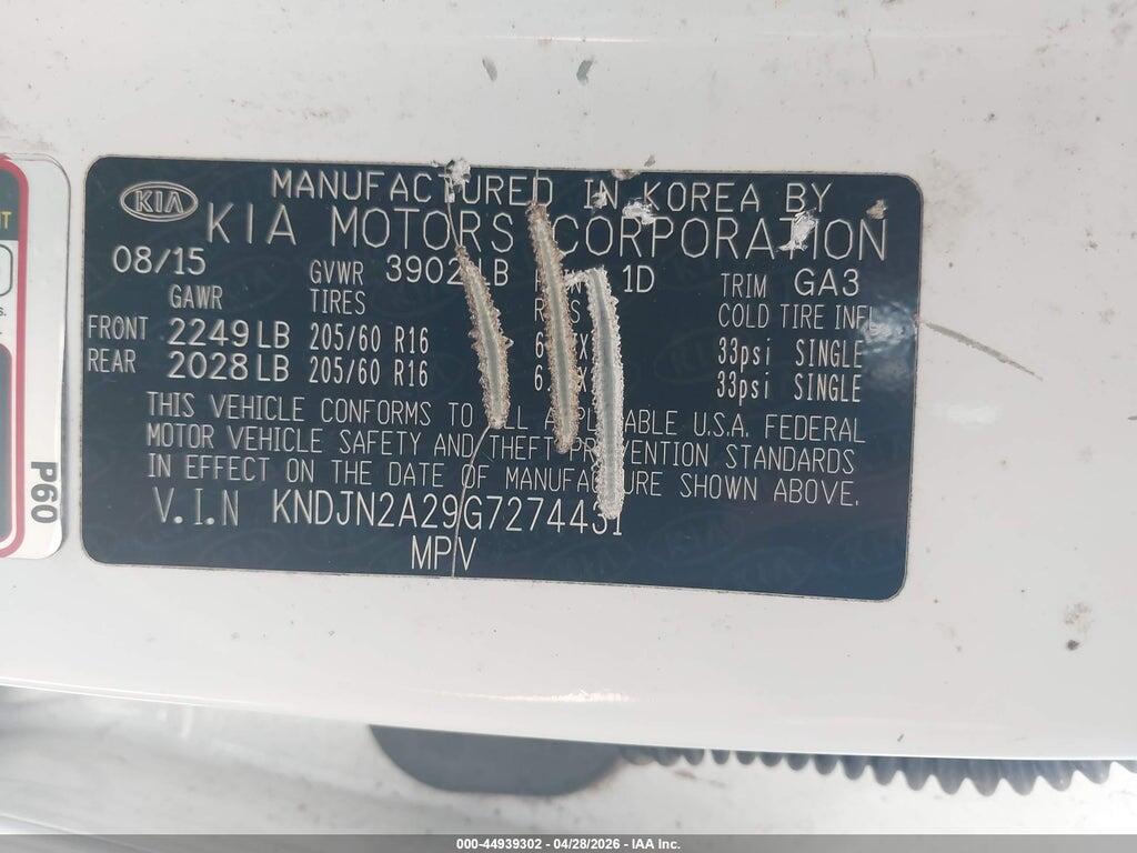 KNDJN2A29G7274431 2016 KIA SOUL photo no. 9