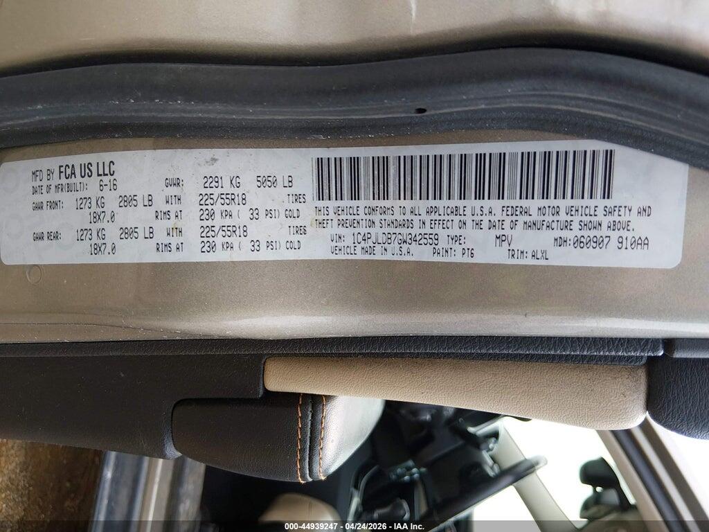 1C4PJLDB7GW342559 2016 JEEP CHEROKEE photo no. 9