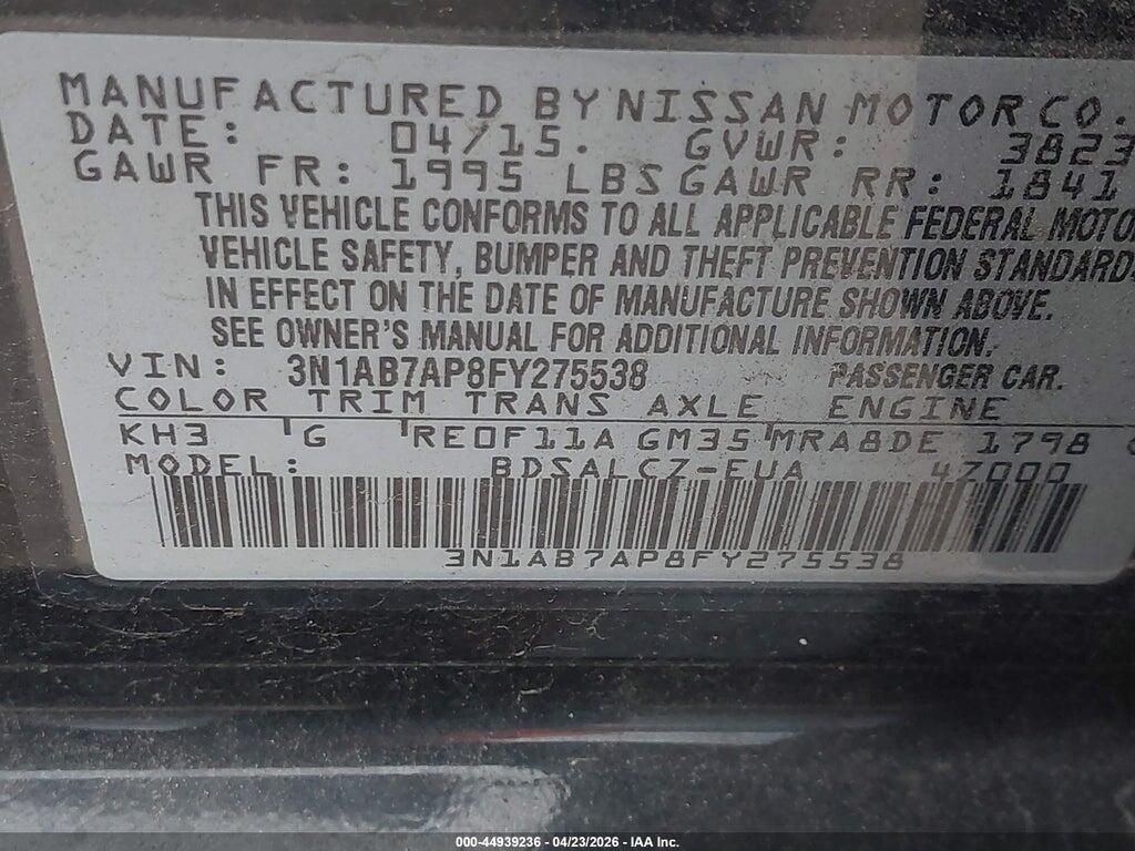 3N1AB7AP8FY275538 2015 NISSAN SENTRA photo no. 9