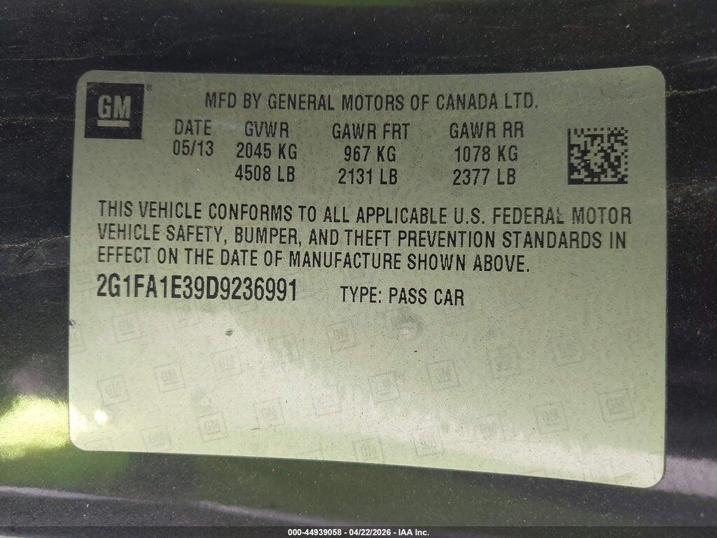 2G1FA1E39D9236991 2013 CHEVROLET CAMARO photo no. 9