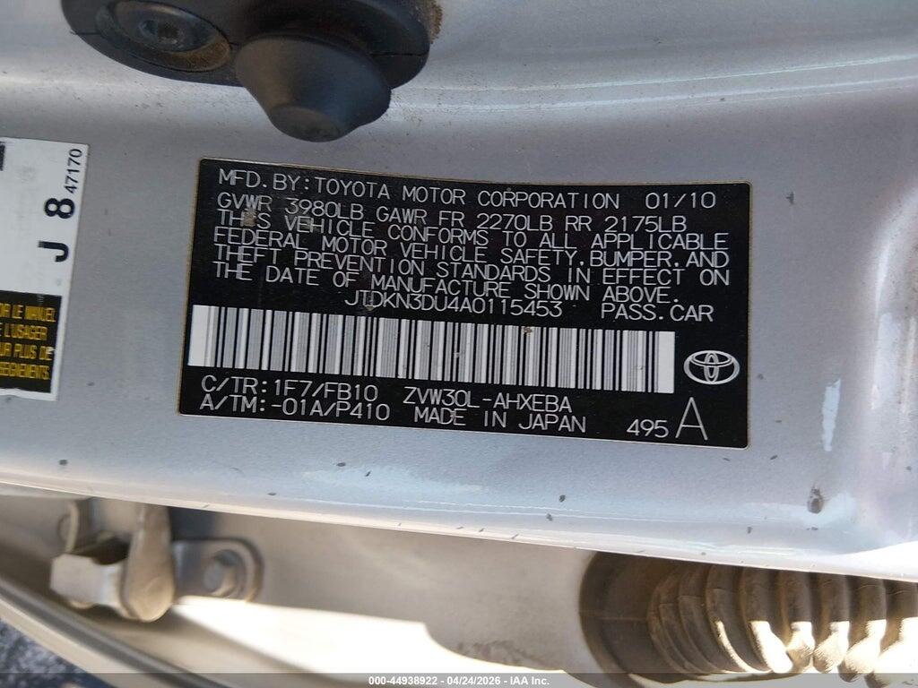JTDKN3DU4A0115453 2010 TOYOTA PRIUS photo no. 9