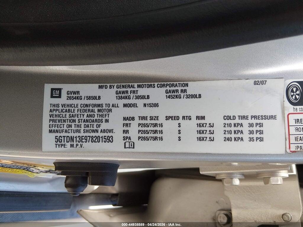 5GTDN13E978201593 2007 HUMMER H3 SUV photo no. 9