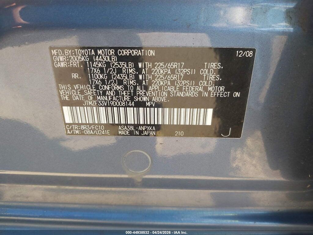 JTMZF33V19D008144 2009 TOYOTA RAV4 photo no. 9