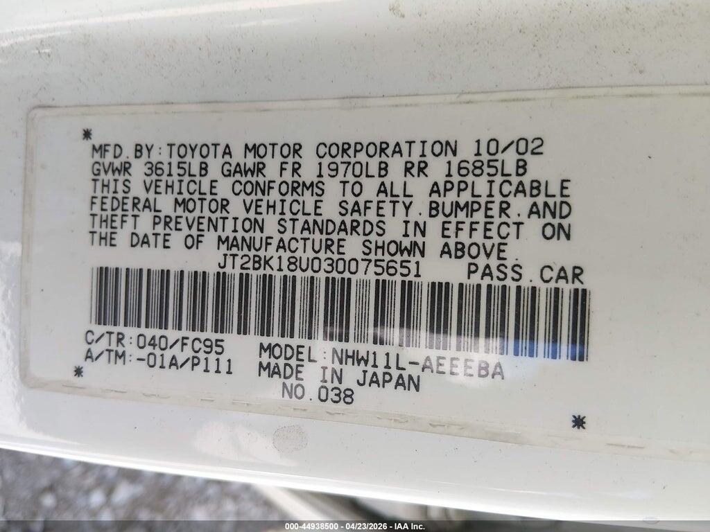JT2BK18U030075651 2003 TOYOTA PRIUS photo no. 9