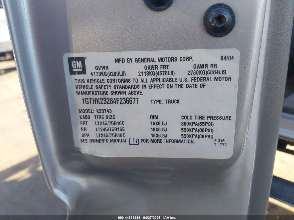 1GTHK23284F236677 2004 GMC SIERRA 2500HD photo no. 9