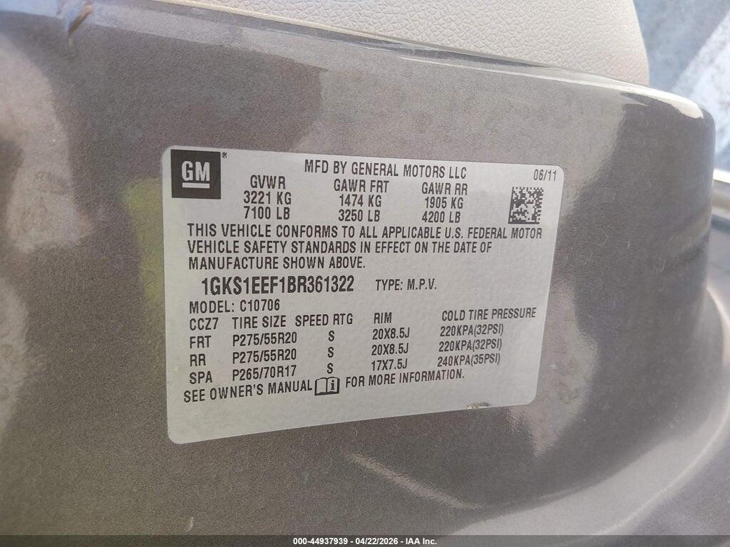 1GKS1EEF1BR361322 2011 GMC YUKON photo no. 9