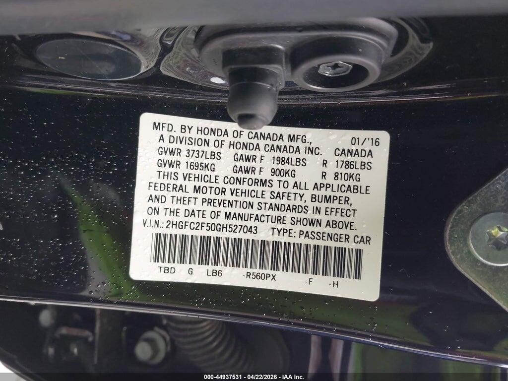2HGFC2F50GH527043 2016 HONDA CIVIC photo no. 9