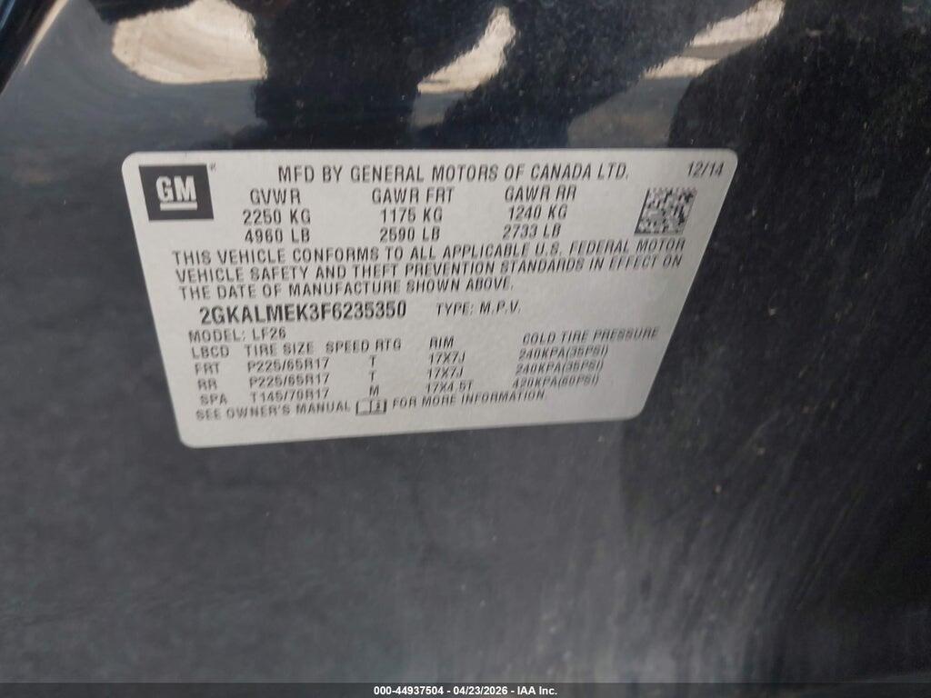 2GKALMEK3F6235350 2015 GMC TERRAIN photo no. 9