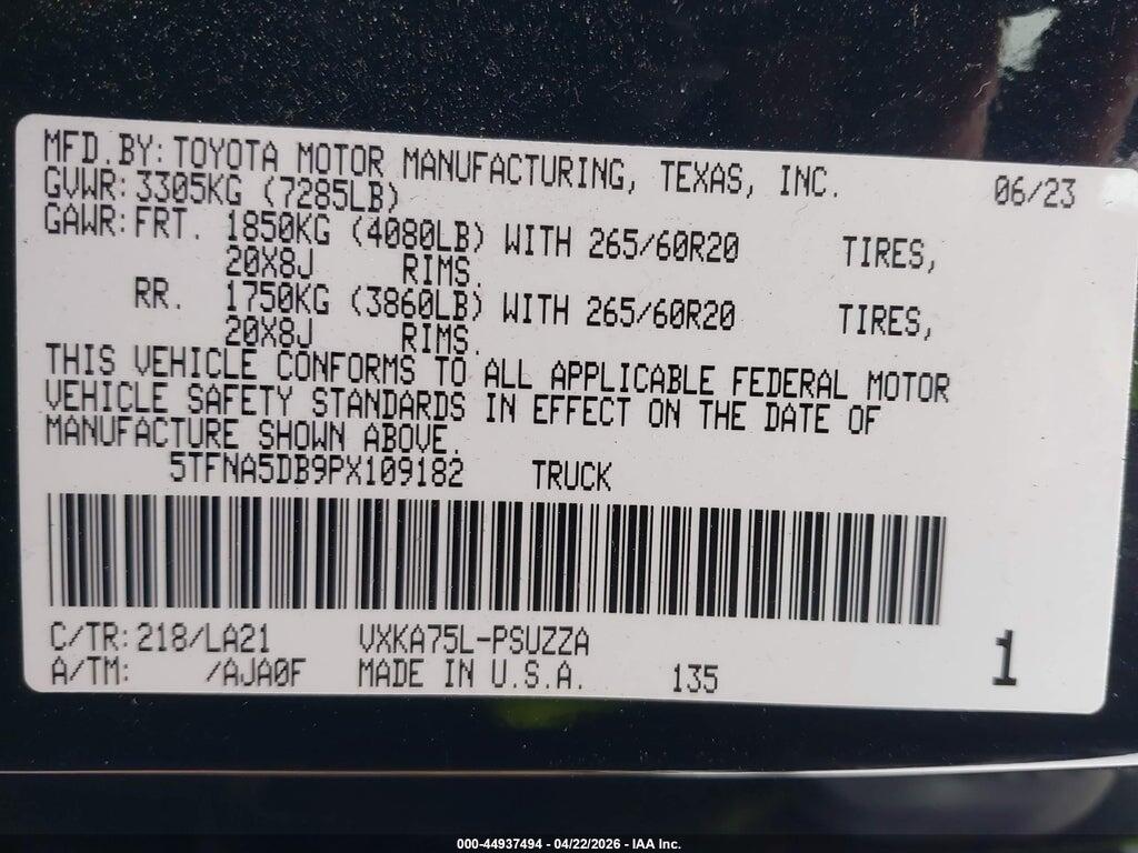 5TFNA5DB9PX109182 2023 TOYOTA TUNDRA photo no. 9