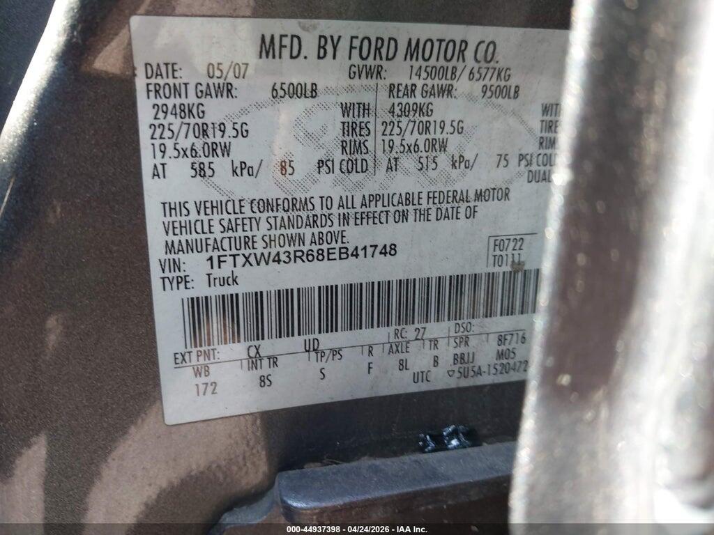 1FTXW43R68EB41748 2008 FORD F-450 photo no. 8
