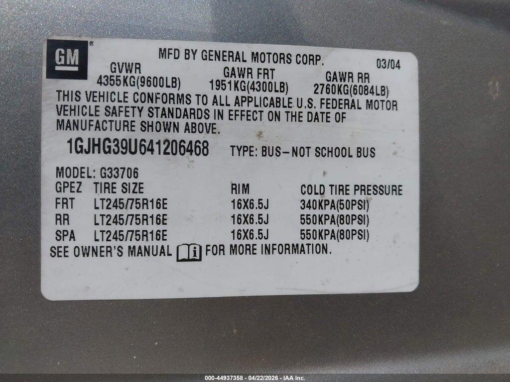 1GJHG39U641206468 2004 GMC SAVANA photo no. 9
