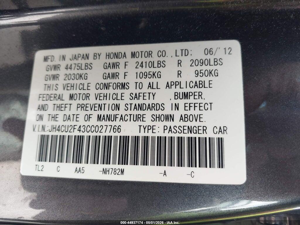 JH4CU2F43CC027766 2012 ACURA TSX photo no. 9
