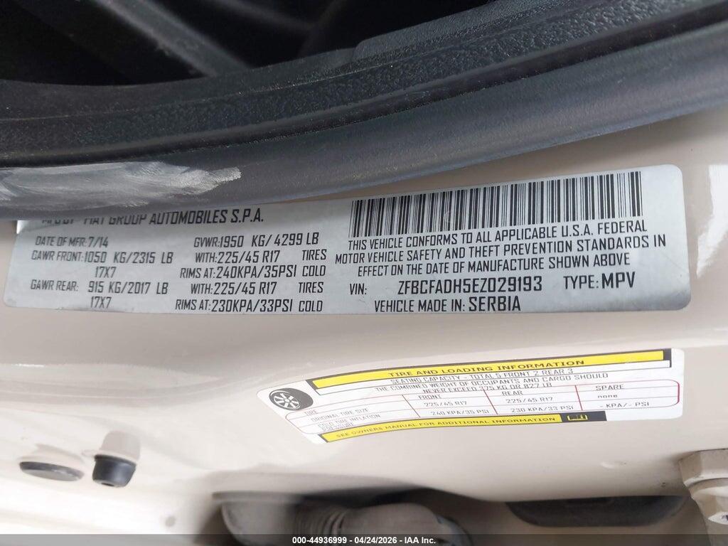 ZFBCFADH5EZ029193 2014 FIAT 500L photo no. 9
