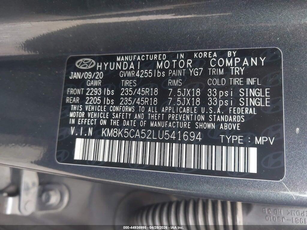 KM8K5CA52LU541694 2020 HYUNDAI KONA photo no. 9