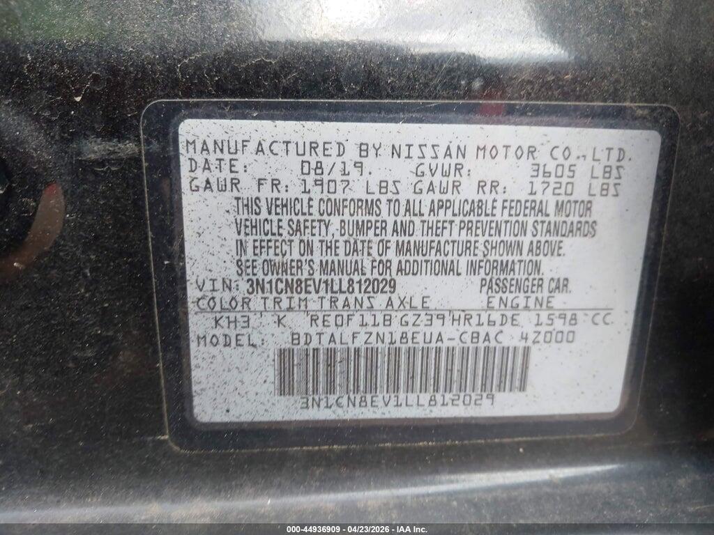 3N1CN8EV1LL812029 2020 NISSAN VERSA photo no. 9