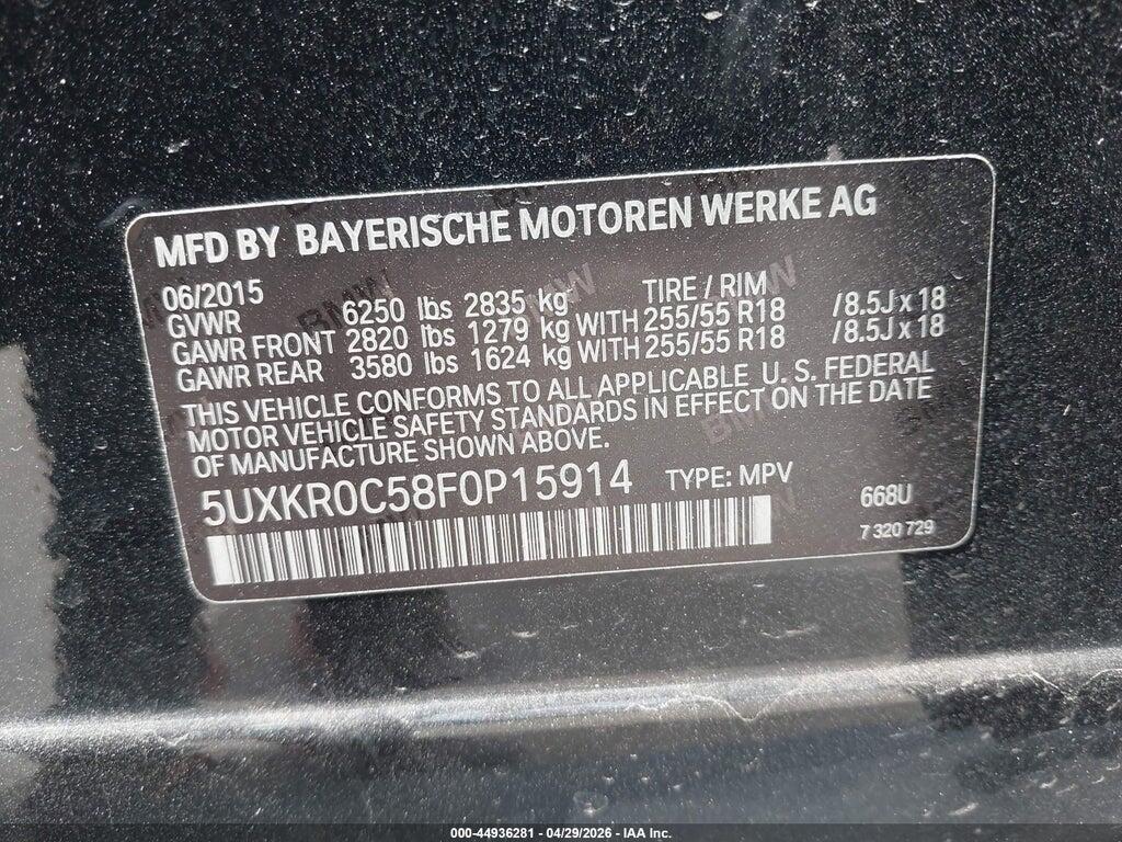 5UXKR0C58F0P15914 2015 BMW X5 photo no. 9