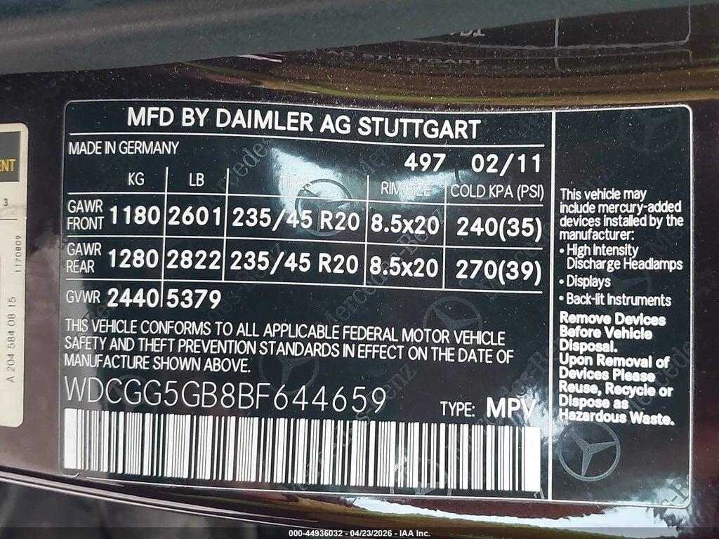 WDCGG5GB8BF644659 2011 MERCEDES-BENZ GLK 350 photo no. 9