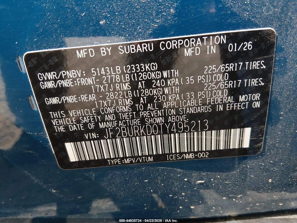 JF2BURKD0TY495213 2026 SUBARU OUTBACK photo no. 9