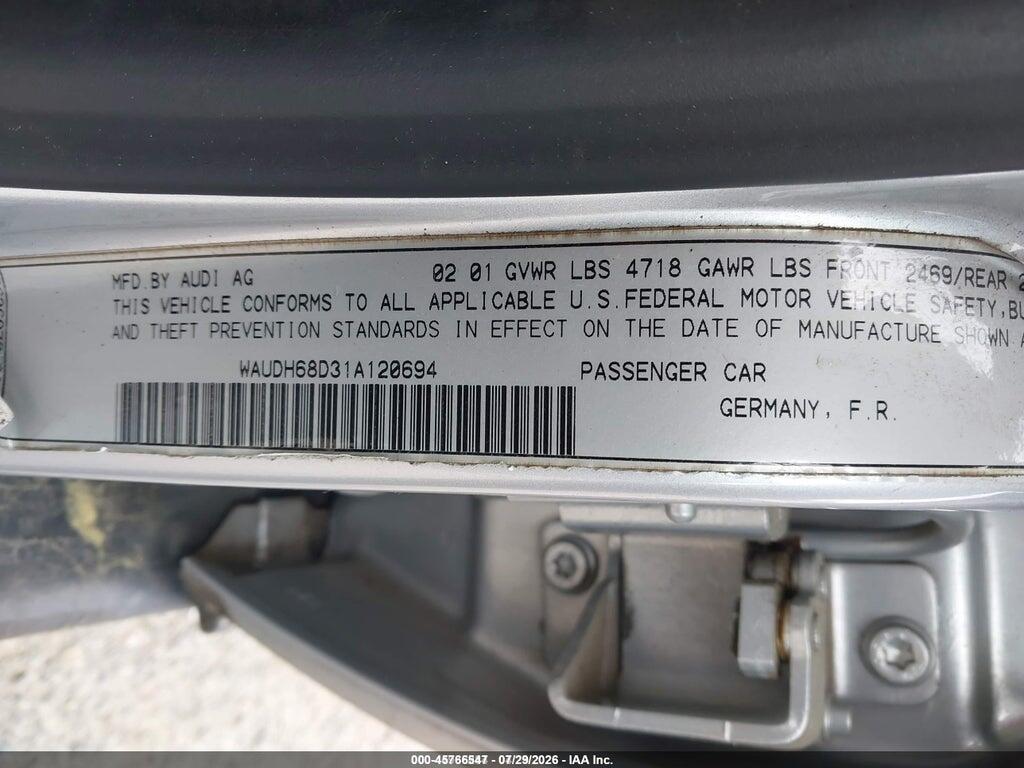 WAUDH68D31A120694 2001 AUDI A4 photo no. 9