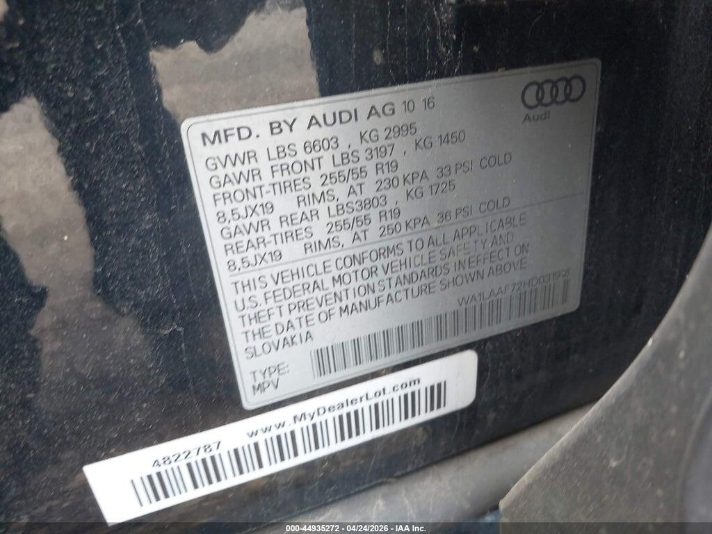 WA1LAAF72HD031916 2017 AUDI Q7 photo no. 9