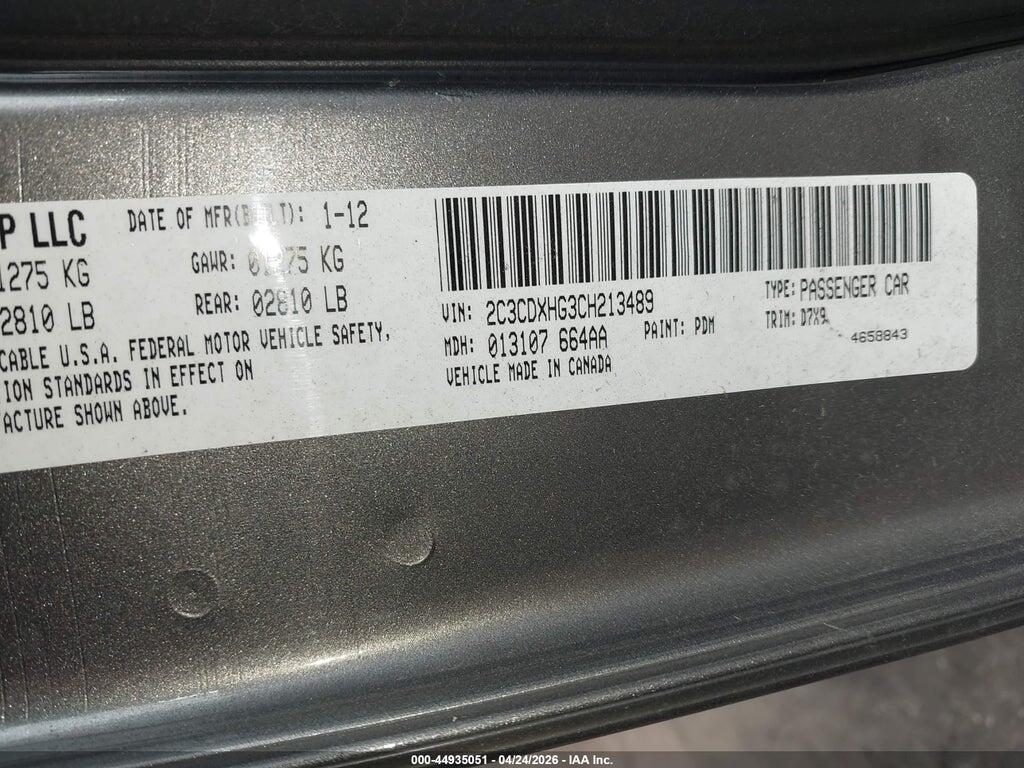 2C3CDXHG3CH213489 2012 DODGE CHARGER photo no. 9