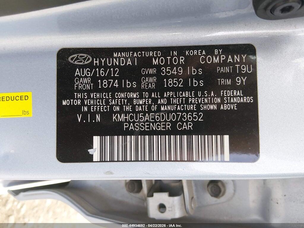 KMHCU5AE6DU073652 2013 HYUNDAI ACCENT photo no. 9