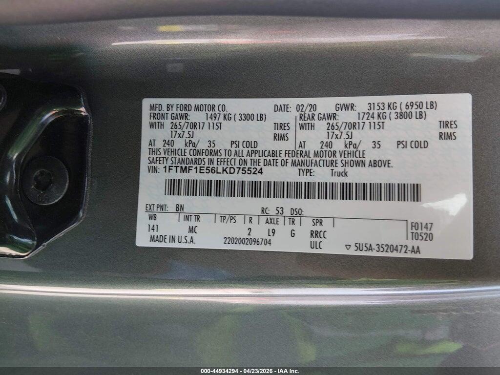 1FTMF1E56LKD75524 2020 FORD F-150 photo no. 9