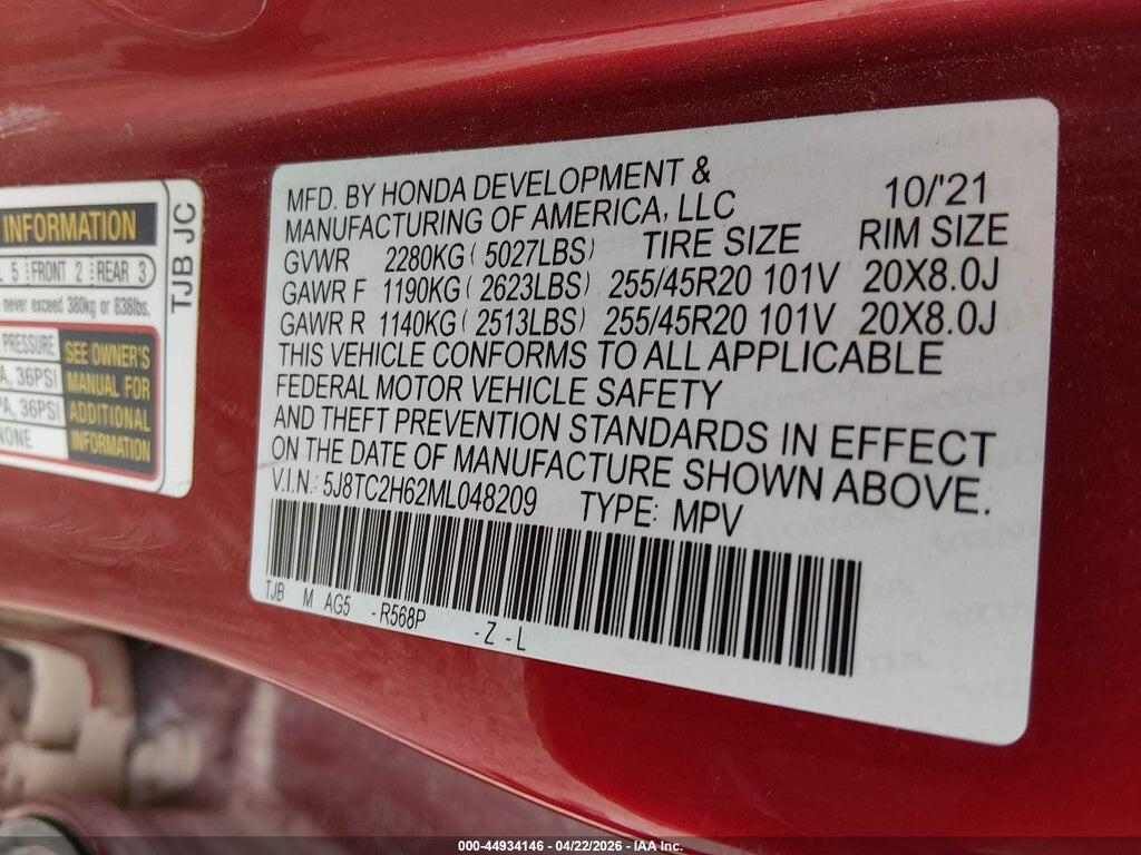 5J8TC2H62ML048209 2021 ACURA RDX photo no. 9