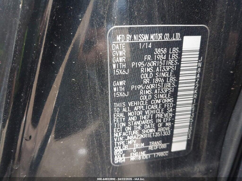 JN8AZ2KR1ET351303 2014 NISSAN CUBE photo no. 9
