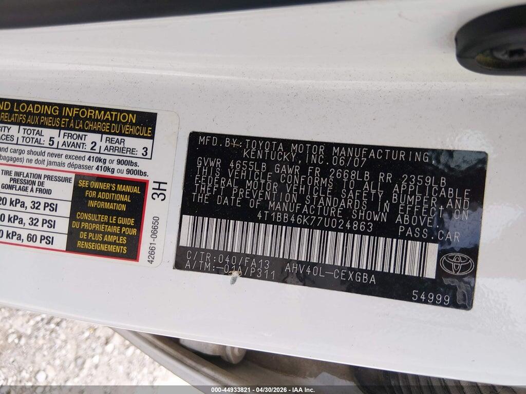 4T1BB46K77U024863 2007 TOYOTA CAMRY HYBRID photo no. 9