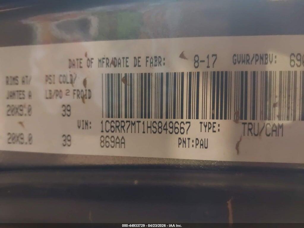 1C6RR7MT1HS849667 2017 RAM 1500 photo no. 9