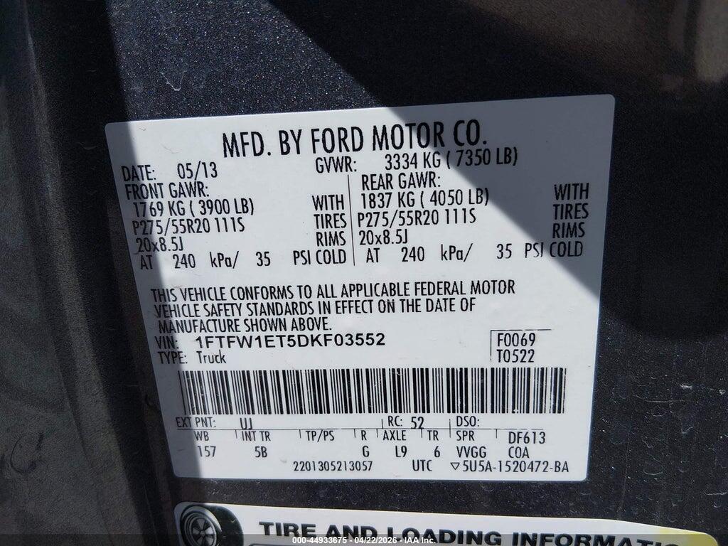 1FTFW1ET5DKF03552 2013 FORD F-150 photo no. 9
