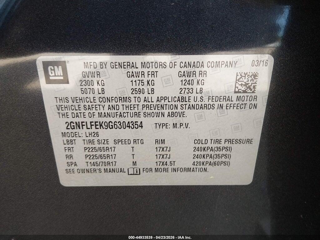 2GNFLFEK9G6304354 2016 CHEVROLET EQUINOX photo no. 9