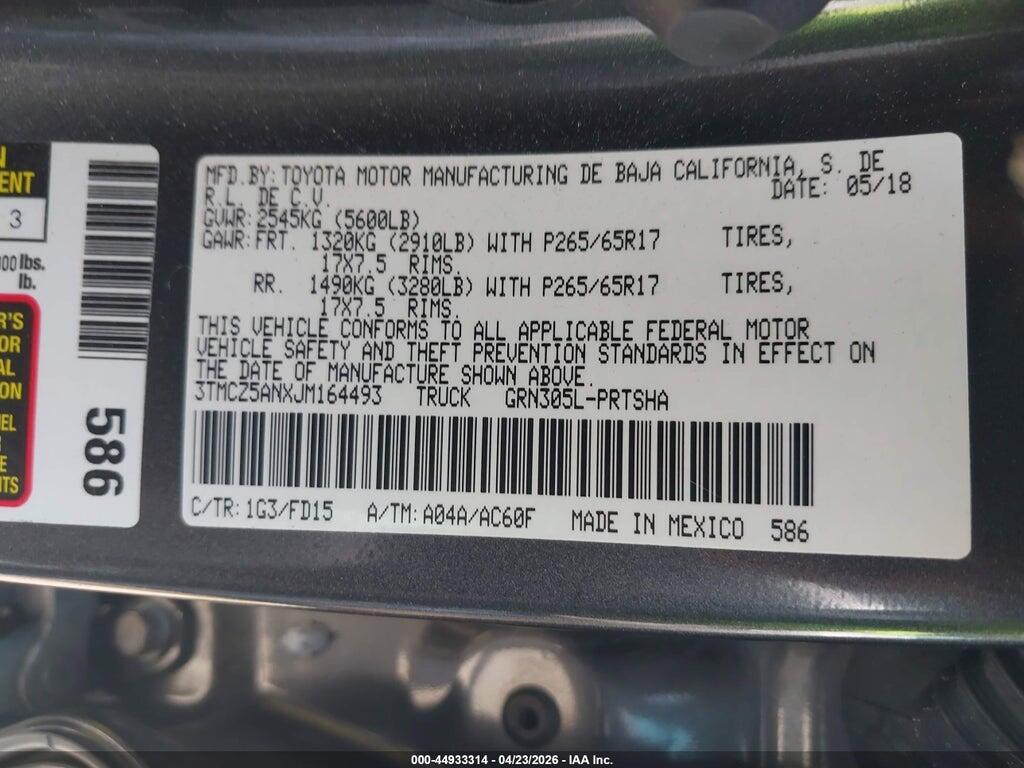 3TMCZ5ANXJM164493 2018 TOYOTA TACOMA photo no. 9