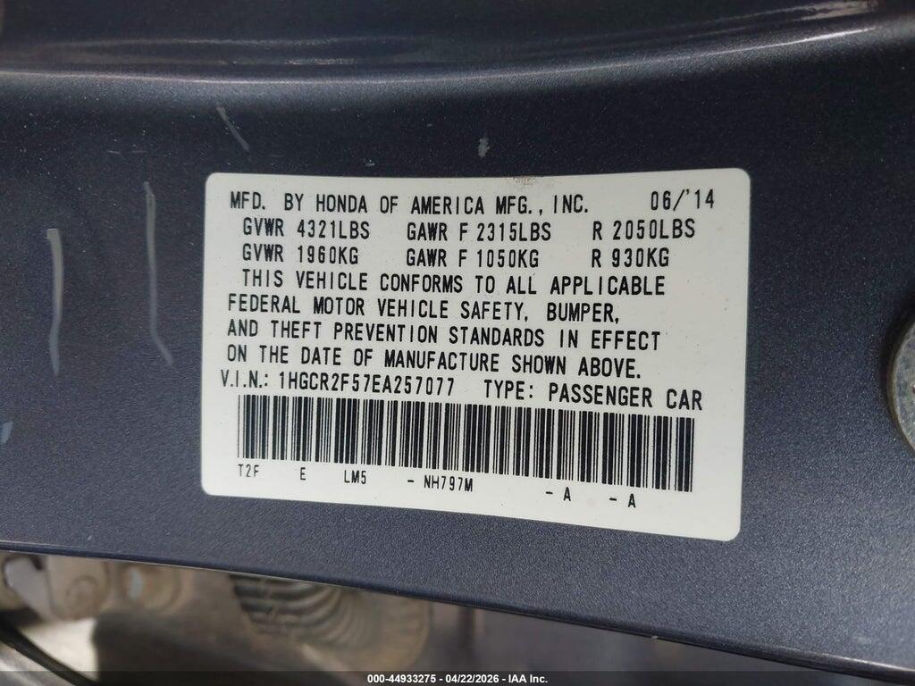 1HGCR2F57EA257077 2014 HONDA ACCORD photo no. 9
