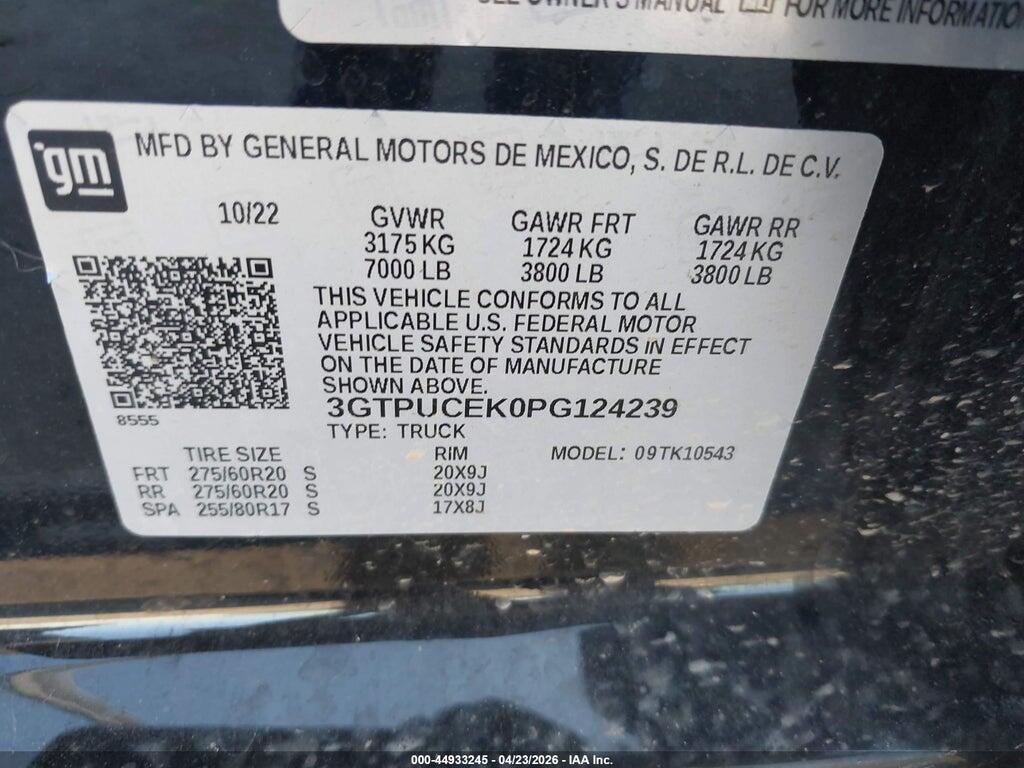 3GTPUCEK0PG124239 2023 GMC SIERRA 1500 photo no. 9