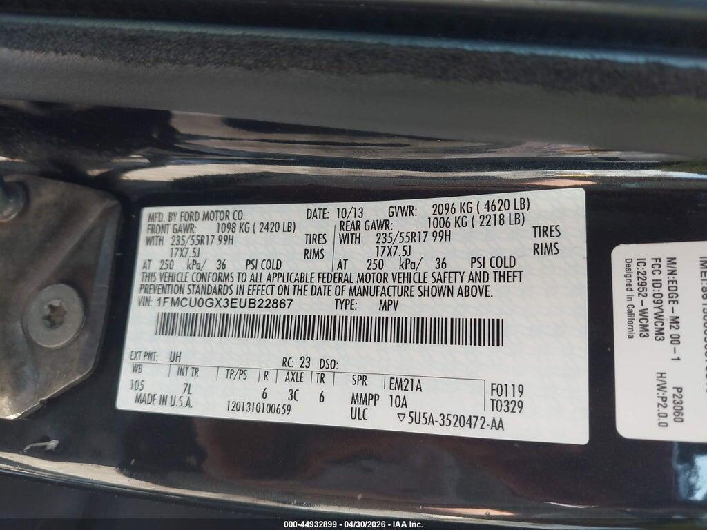 1FMCU0GX3EUB22867 2014 FORD ESCAPE photo no. 9