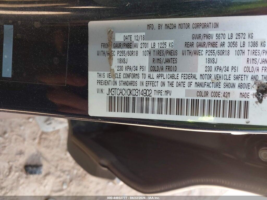 JM3TCACY0K0314902 2019 MAZDA CX-9 photo no. 9