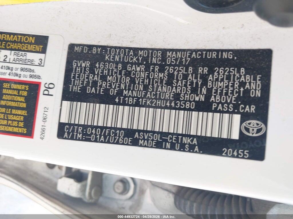 4T1BF1FK2HU443580 2017 TOYOTA CAMRY photo no. 9