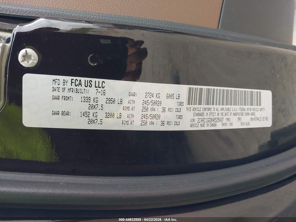 2C4RC1GG9HR525437 2017 CHRYSLER PACIFICA photo no. 9