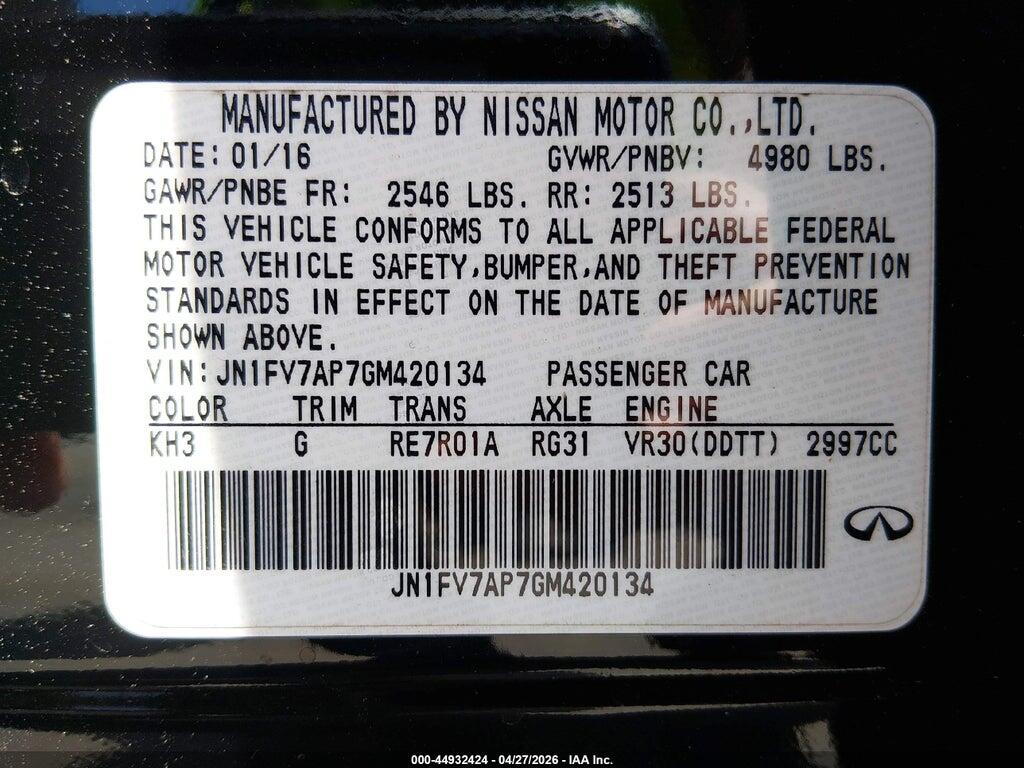 JN1FV7AP7GM420134 2016 INFINITI Q50 photo no. 9