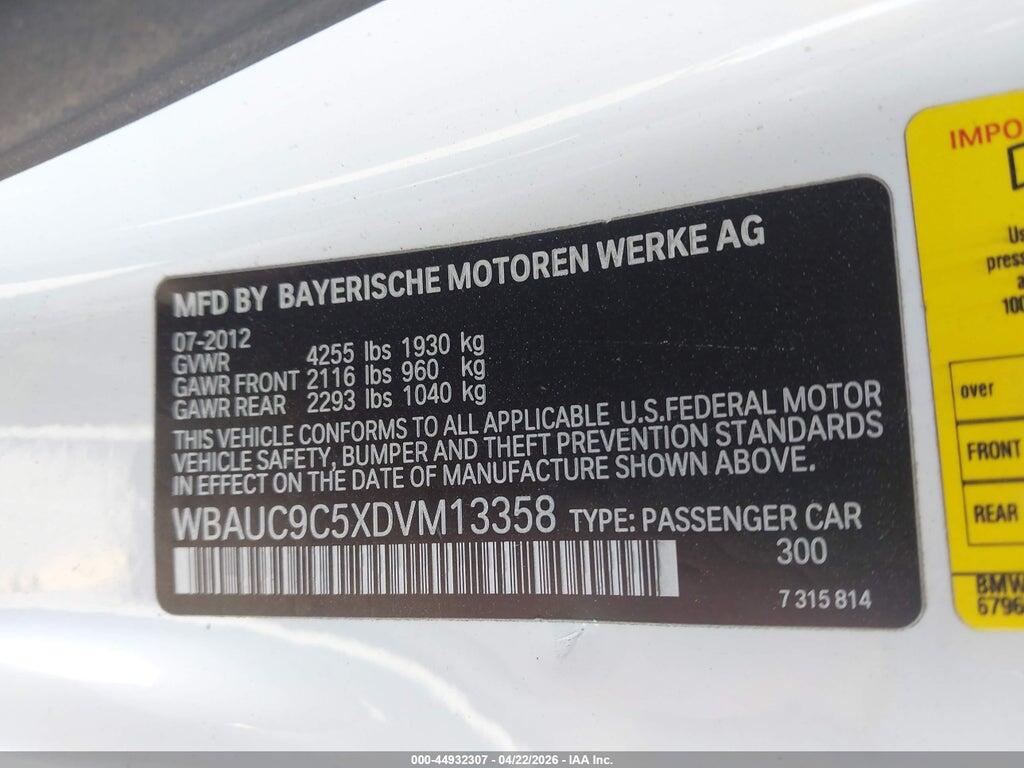 WBAUC9C5XDVM13358 2013 BMW 135I photo no. 9
